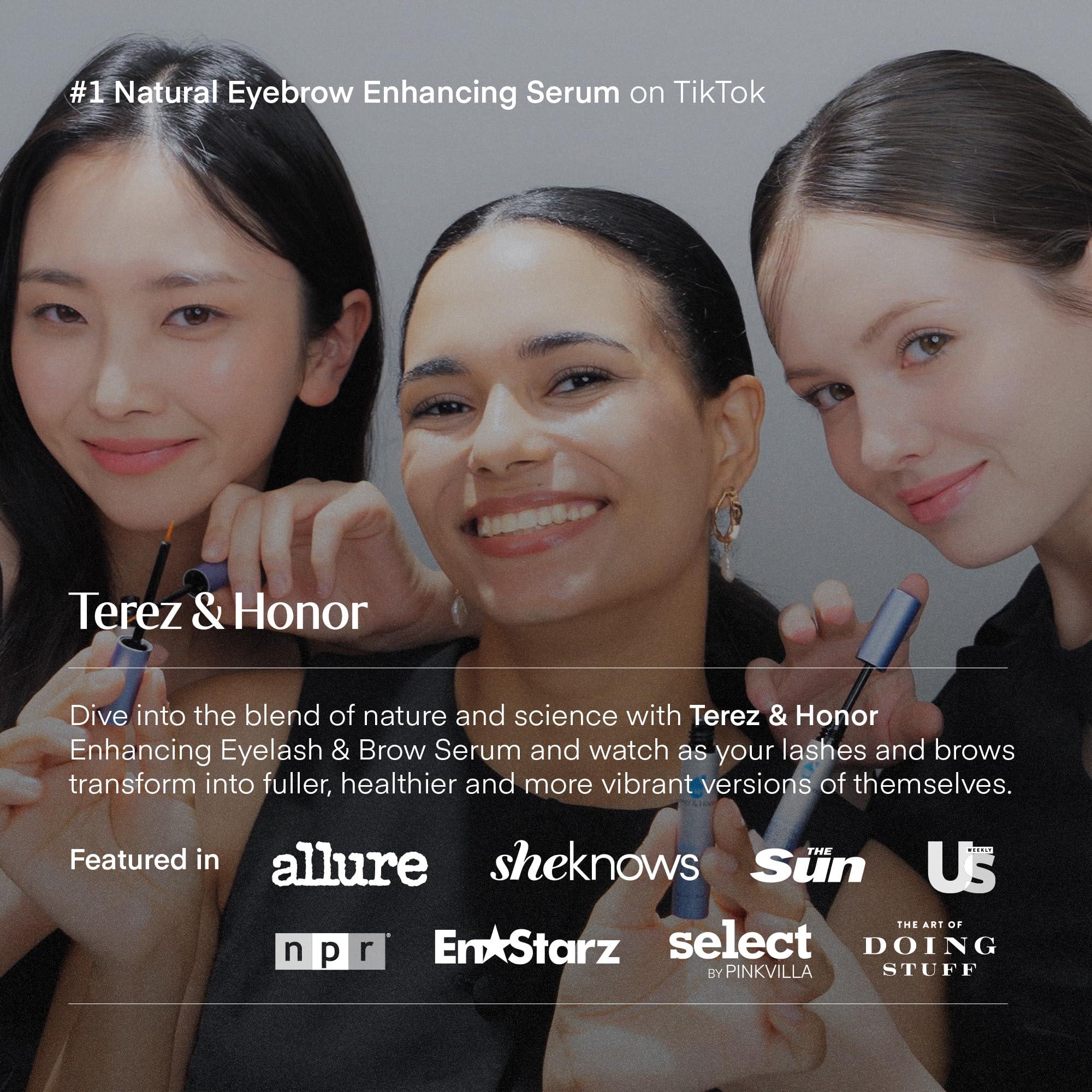 TEREZ & HONOR Eyebrow Growth Serum - Natural Eyebrow Serum and Enhancer for Thicker Brows and Grow Bows Faster, Longer, Fuller - 5mL