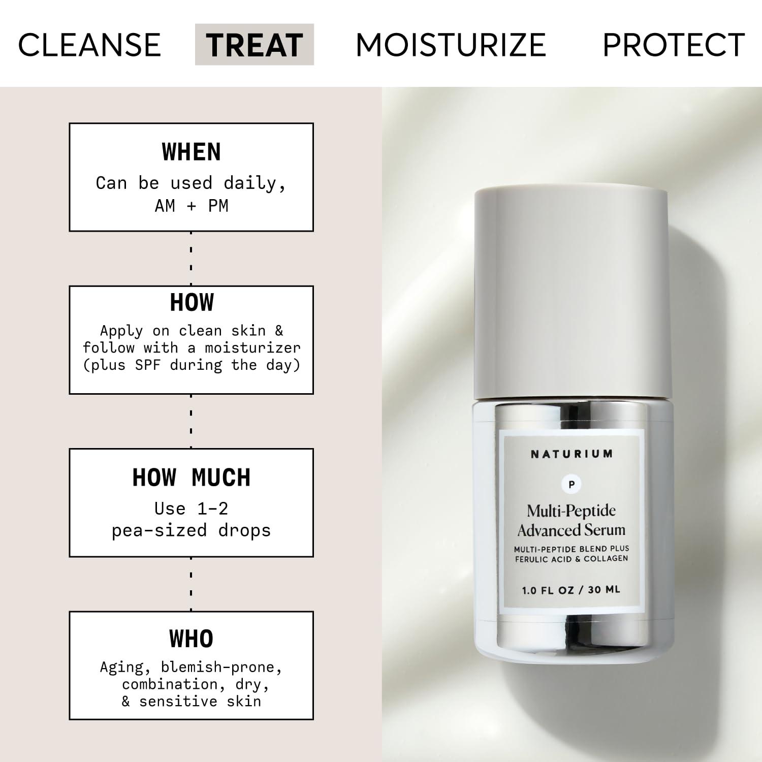 Naturium Naturium Multi-Peptide Advanced Serum, Firming & Smoothing Face Serum for Fine Lines & Wrinkles with Advanced Multi-Peptide Blend, 1 oz