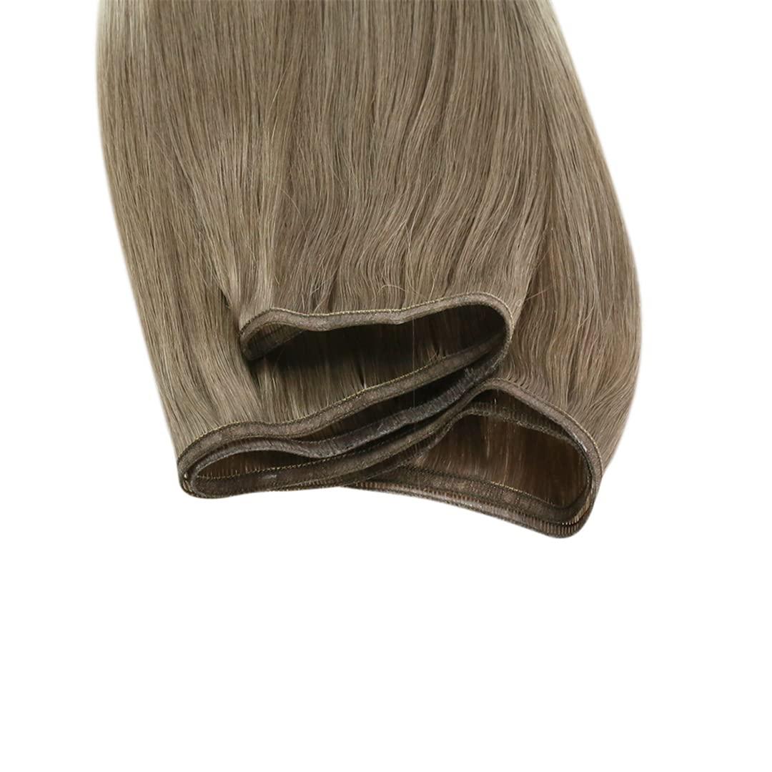 WestIsand Flat Silk Weft Virgin Pu Sew In Human Hair Extensions 100% Pure Hair Weft For Salonn 1b 14 Inches