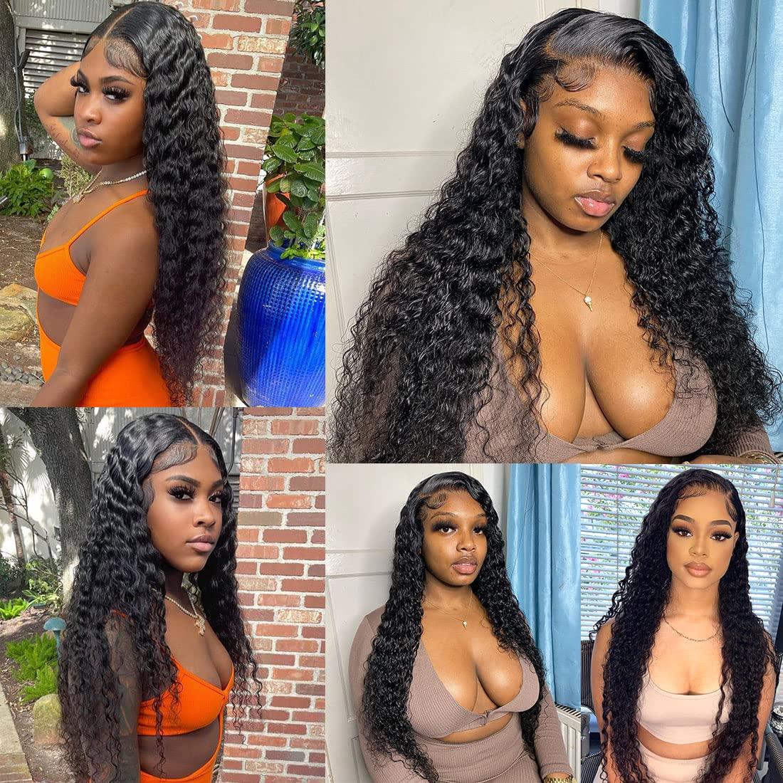Healthair Healthair Deep Wave Lace Front Wig 360 Lace Front Wigs Human Hair Pre Plucked Human Hair Wigs for Black Women(16inch, Deep 360 Wig)