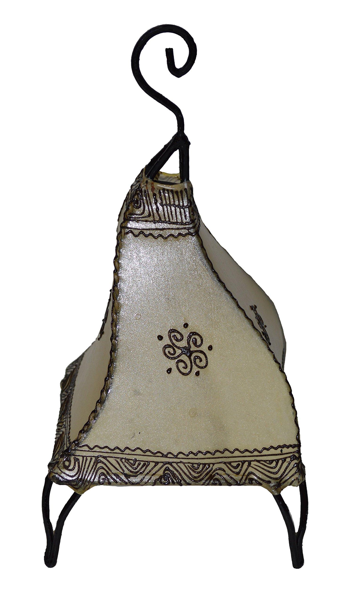 Treasures Of Morocco Henna Lamps & Sconces Moroccan Handmade Leather Lamp Henna Tattoo African Beige Medium Indoor