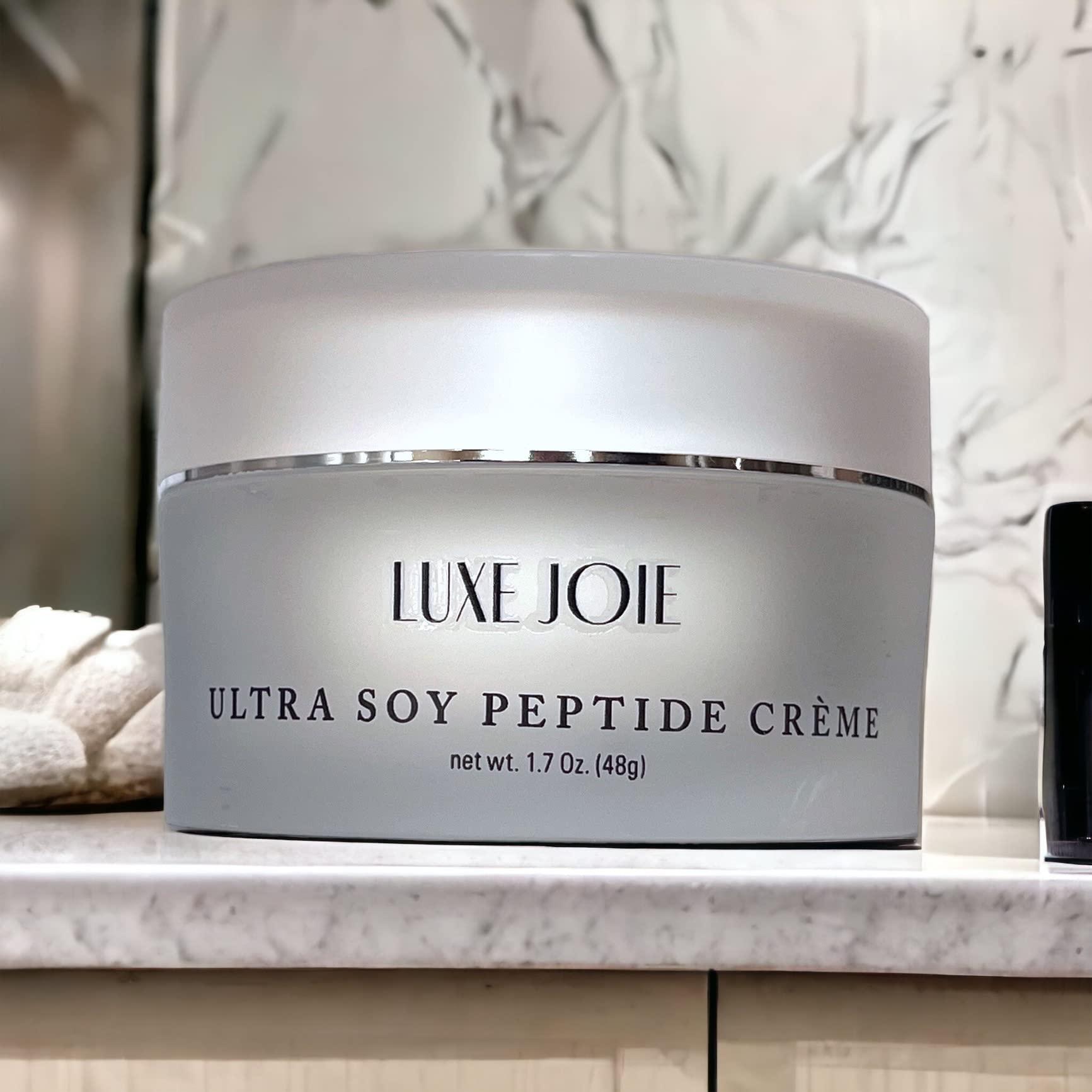 LuxeJoie LuxeJoie Ultra Soy Peptide Creme With Matrixyl Peptides Alpha Lipoic Acid Anti-Aging Face Moisturizer Wrinkle Fine Line Reducer For Dry Mature Skin 1.7 Ounce