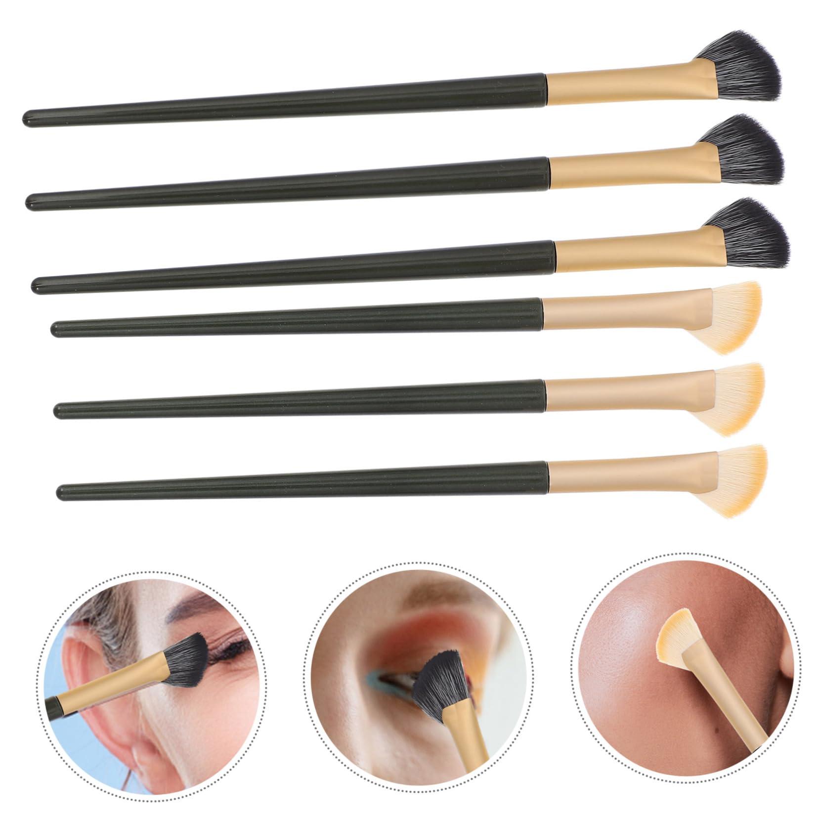 Beavorty Beavorty 6 Pcs Eye Brush Cosmetics Makeup Remover Scrubber Makeup Brush Holder Brow Gel Eyeliner Eyelash Curler Neutral Eyeshadow Palette Applicator Brush Lip Gloss Eye Shadow Brush Wood