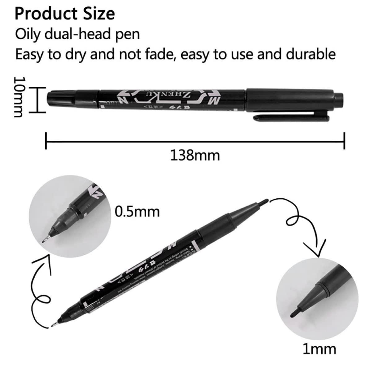 AEIOFU 10Packs Professional Body Art Pens Temporary Tattoo Marker Skin Marker Positioning Pen Permanent Makeup Body Art Beauty Tool(Black) Semi Permanent Tattoos Temporary Tattoo Pen