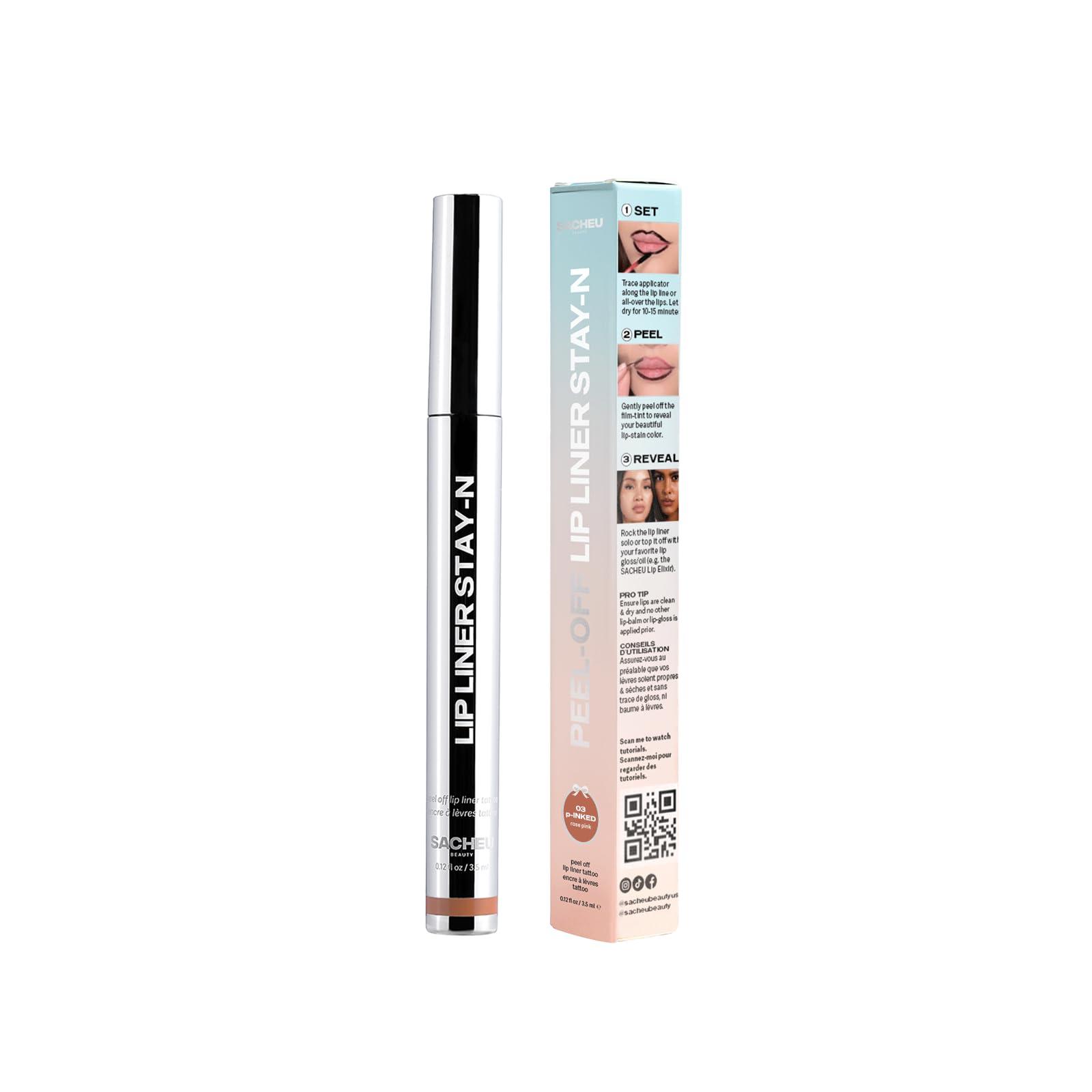 Sacheu Sacheu Lip Liner Stay-N Peel Off Lip Stain Long Lasting Matte Lip Tattoo Transfer Proof Lipstain Infused with Hyaluronic Acid & Vitamin E for All Skin Types Vegan & Cruelty-Free, P-inked
