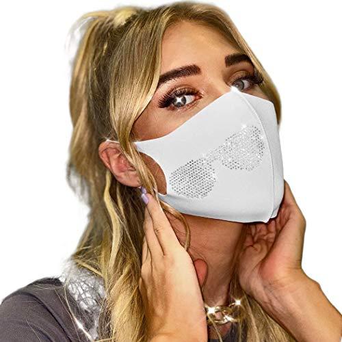Fairyu Fairyu Crystal Face Mask Sparkly Rhinestone Washable Mask Halloween Ball Party Face Mask Jewelry for Women and Girls (White)