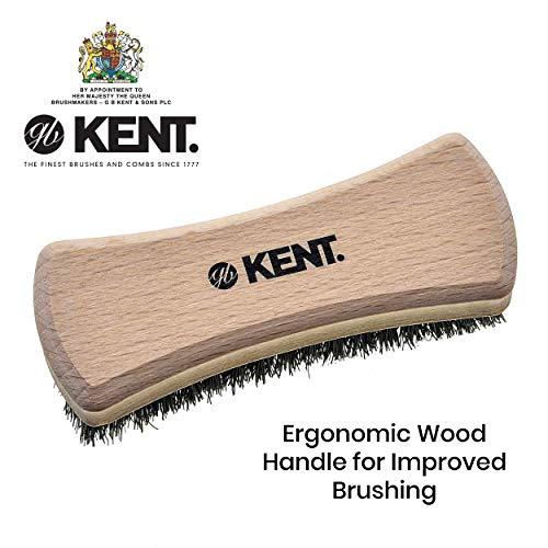 KENT Kent BRD6 Small Travel Men's Beard and Mustache Brush, Natural Boar Bristle for Flawless Shaping and Grooming. Ergonomic Grip Wood Handle. Dry or Wet Beard, Distributes Oils and Balms. Made in England