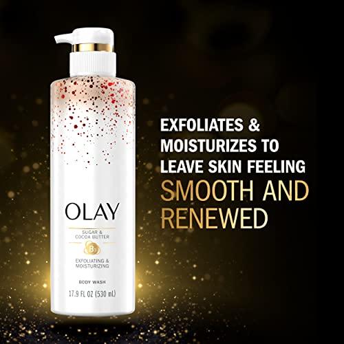 Olay Olay Exfoliating & Moisturizing Body Wash With Sugar Cocoa Butter and Vitamin B3 20 Fl Ounce (Pack of 4)