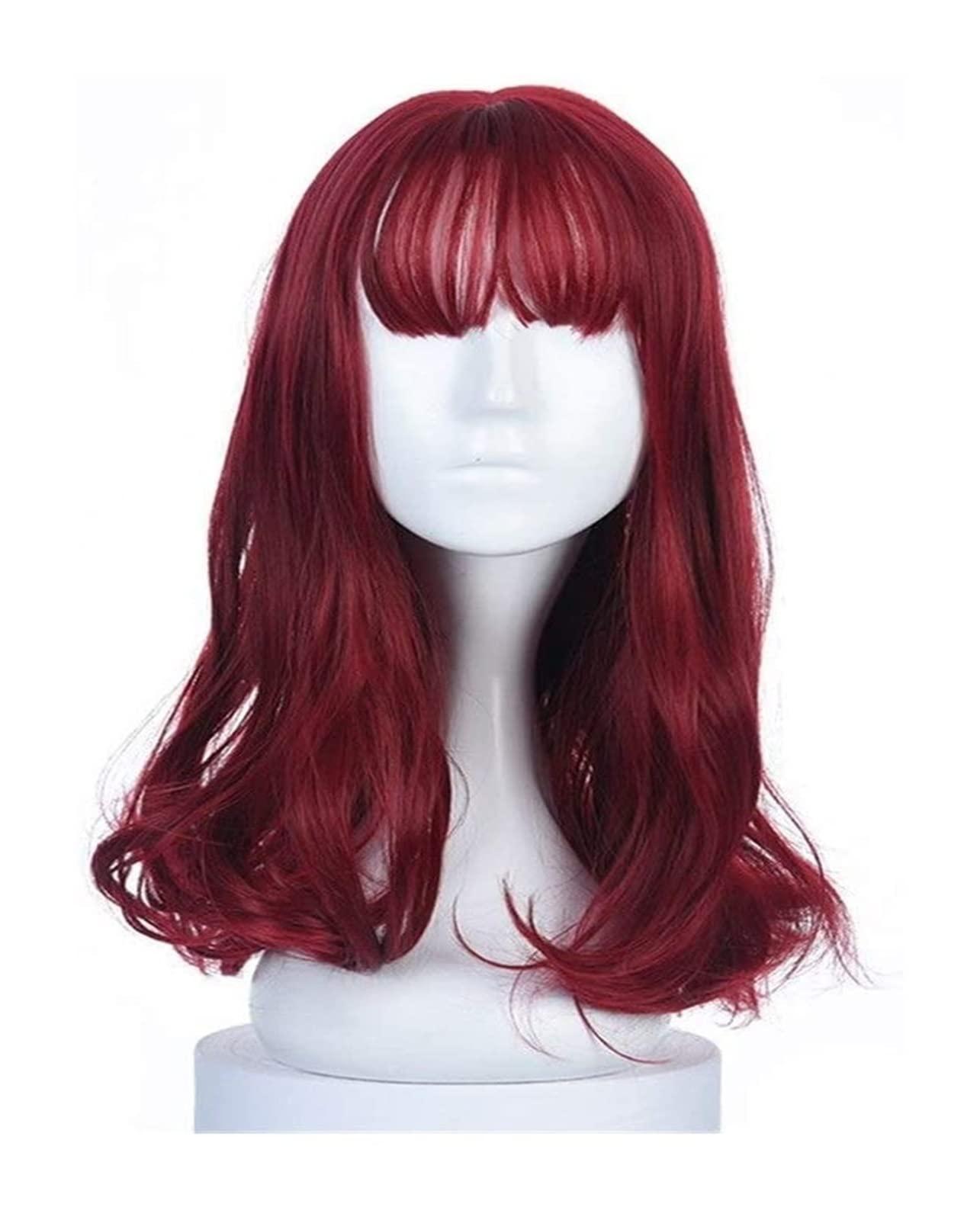 XORS XORS Wig Real Wigs lace Front Kawaii Wig Cosplay Charm red Wig Woman Big Wave net red Cute Long Hair Fluffy Bangs