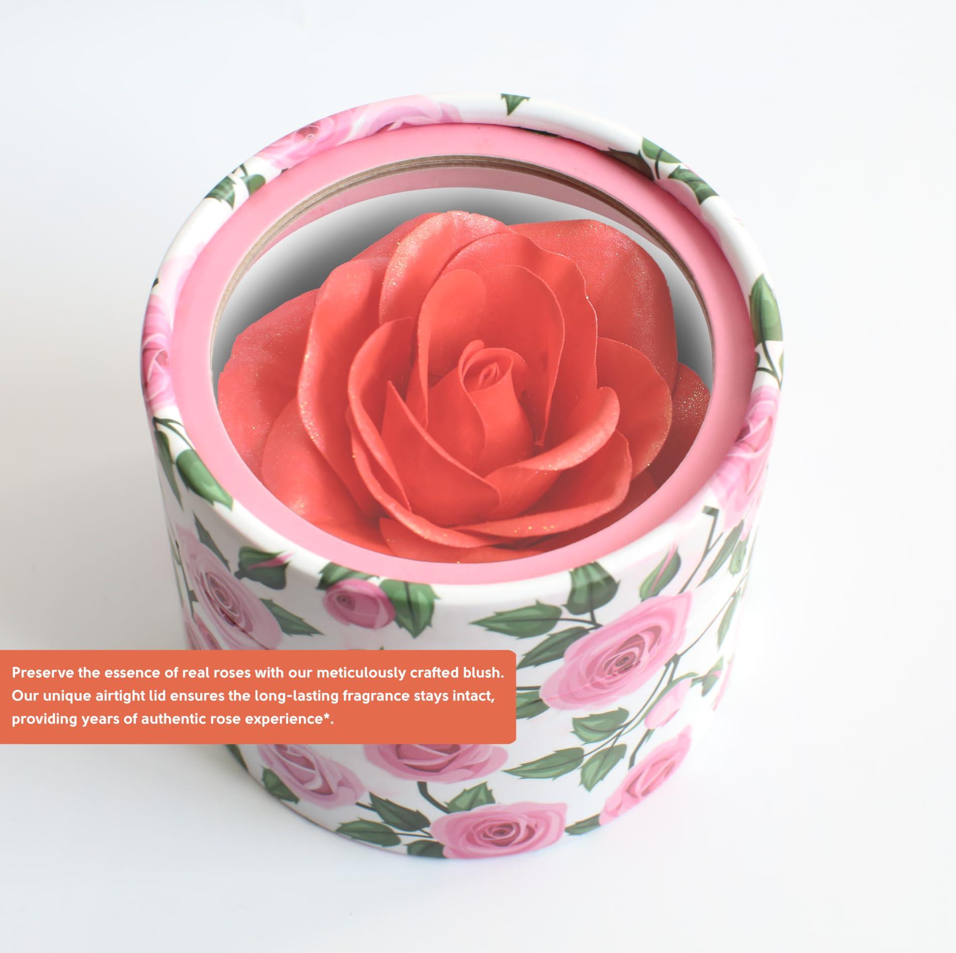 Be. More. Happy. 3D petal rose makeup blush gift highlighter Rare beauty blush rubor forma de rosa real rose flower red blush (Orange)