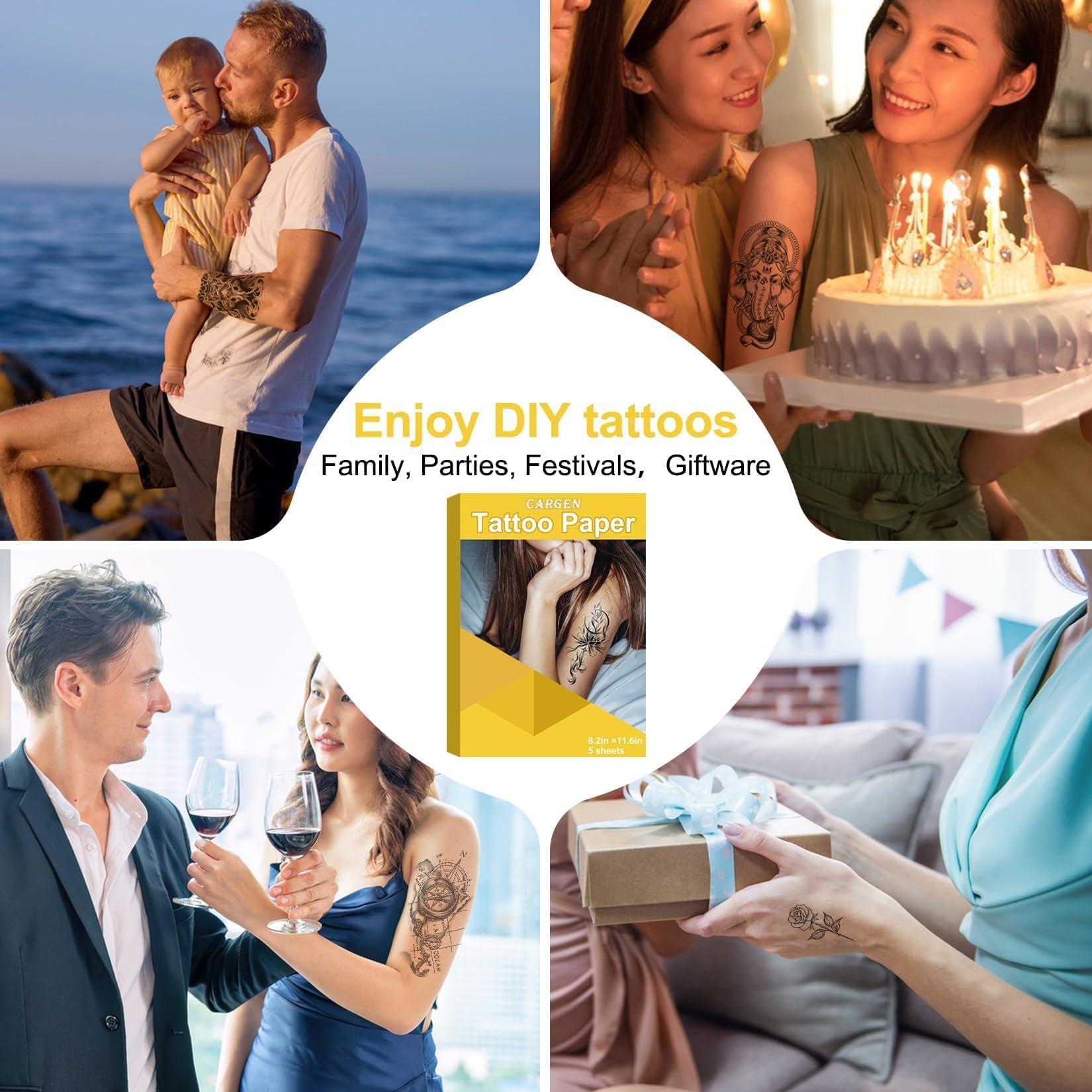 CARGEN CARGEN Printable Temporary Tattoo Paper Suitable For Inkjet Printers Laser Printers DIY Tattoos- 8.2\"X11.6\"A4-5 Sheets