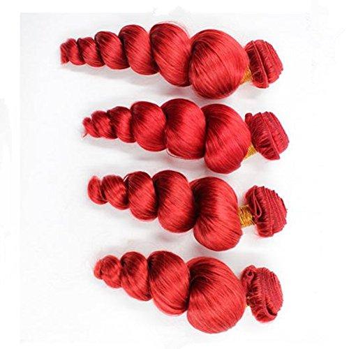 Ruma Hair Ruam Hair 8A 3/4Pcs Full &Thick Red Malaysian Loose Wave Curly Virgin Human Hair Weave Weft Extensions 3/4 Bundles Lot 100G/Pc Mixed Lengths 10-30'' Stock (24 24 24 24)