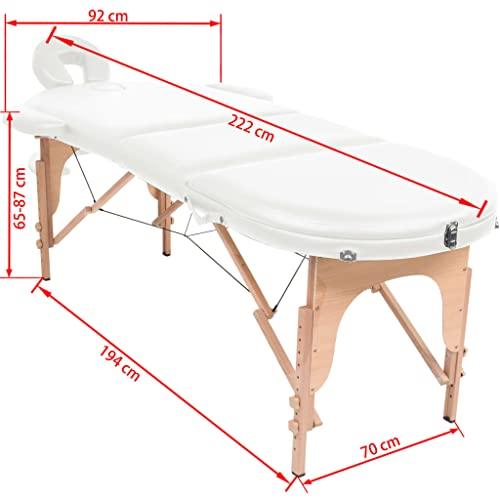 vidaXL VidaXL Table de massage pliable 10cm d\'paisseur et 2 traversins Blanc