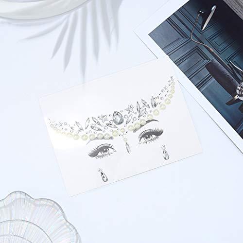 LUDRESS Ludress Face Crystal Pearl Face Gems Stick on Face Halloween Face Jewels Festival Mermaid Tears Face Stickers Rave Party Body Stickers Tattoos Face Decoration Make Up for Women and Girls (Multi-colore