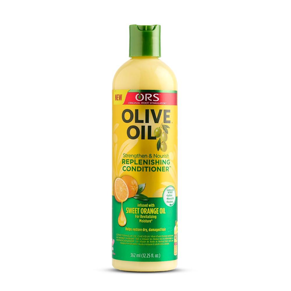 ORS ORS Olive Oil Strengthen & Nourish Replenishing Conditioner - ORS Olive Oil Max Moisture Leave-In Conditioner with Rice Water and Electrolytes for Supercharged Hair Hydration - Bundle