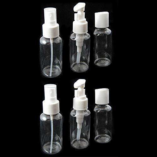 AllTopBargains AllTopBargains 6 PCS Clear Plastic Empty Bottles Refillable Travel Size Containers Toiletry Set