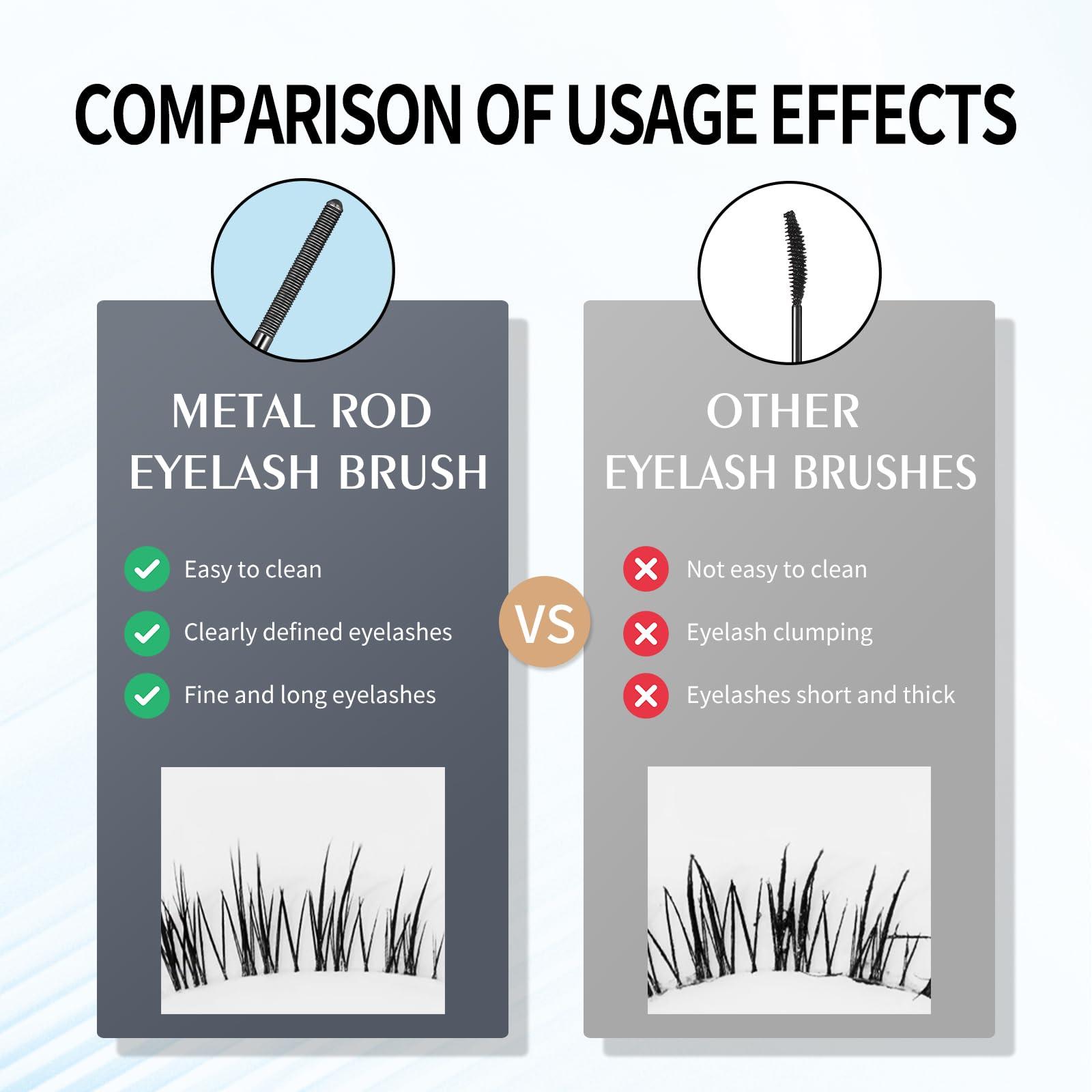 FREEORR FREEORR Washable Iron Wand Mascara Brown, Curling Iron Wand 3D Mascara Non-Clumping, Smudge-Proof Extra Slim Mascara with Metal Rod Wand Curling Eyelash Iron Brush Wand Mascara-Brown