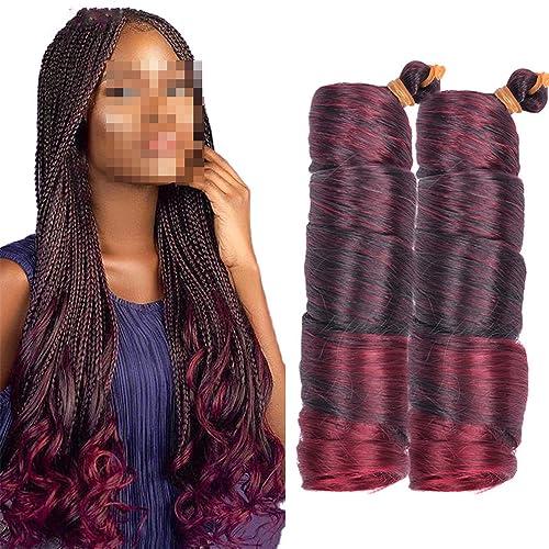 Bciopll 24Inch Curls Loose Wave Spiral Curl Braid Synthetic Hair Ombre Pre Stretched Crochet Braiding Hair For Women 27 24inches 75g#1Pcs