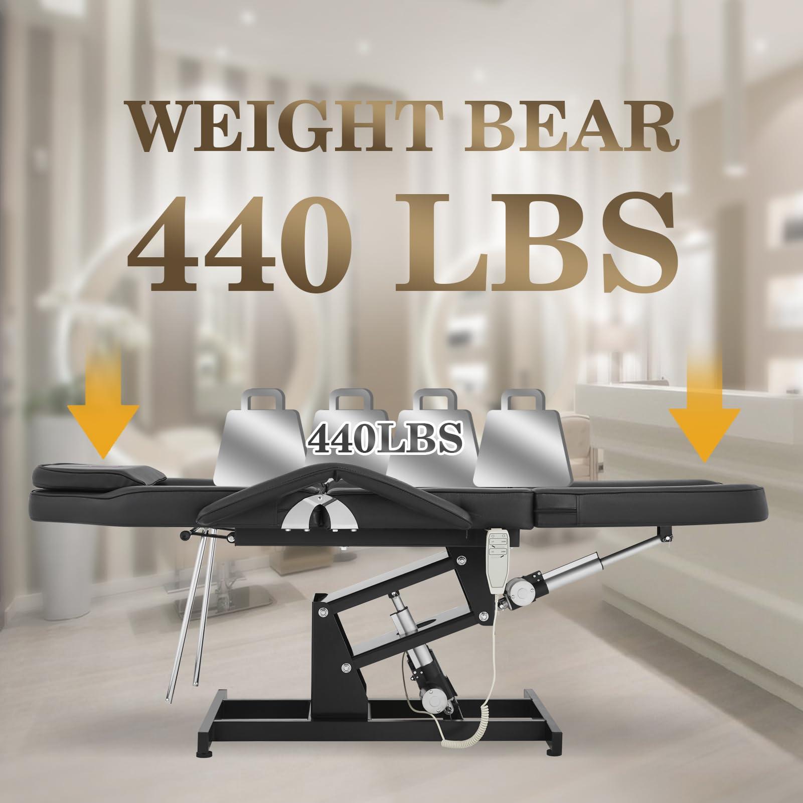 LUXMARS LUXMARS Facial Chair Electric Height Adjustable Tattoo Chair Electric Adjustable Angle Lash Bed with Hydraulic Stool for Eyelash Extensions Massage Chair Black