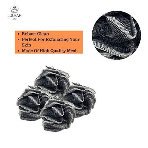 LOOFAH LORD Loofah Lord 24 Bamboo Charcoal Infused Black Bath or Shower Sponge Loofahs Pouf Medium Mesh Wholesale Bulk LOT