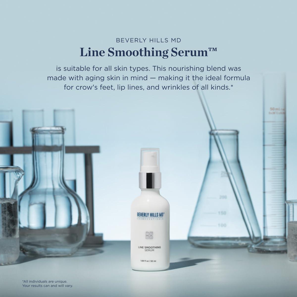 Beverly Hills MD Beverly Hills MD Line Smoothing Serum- Reduce Deep Wrinkles & Smooth Skin- Anti-Aging Serum for Firming and Hydrating Face- Correct Fine Lines w/Antioxidants, Peptides, Ginkgo Bilboa Extract, & Aloe