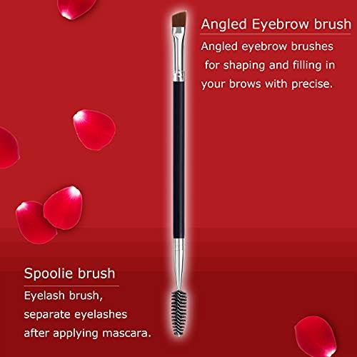 LOOKSEVEN Duo Eye brow Brush, Angled Eyebrow Brush and Spoolie Brush, Eyelash Comb Eyebrow Brush Tool (1 Pcs)