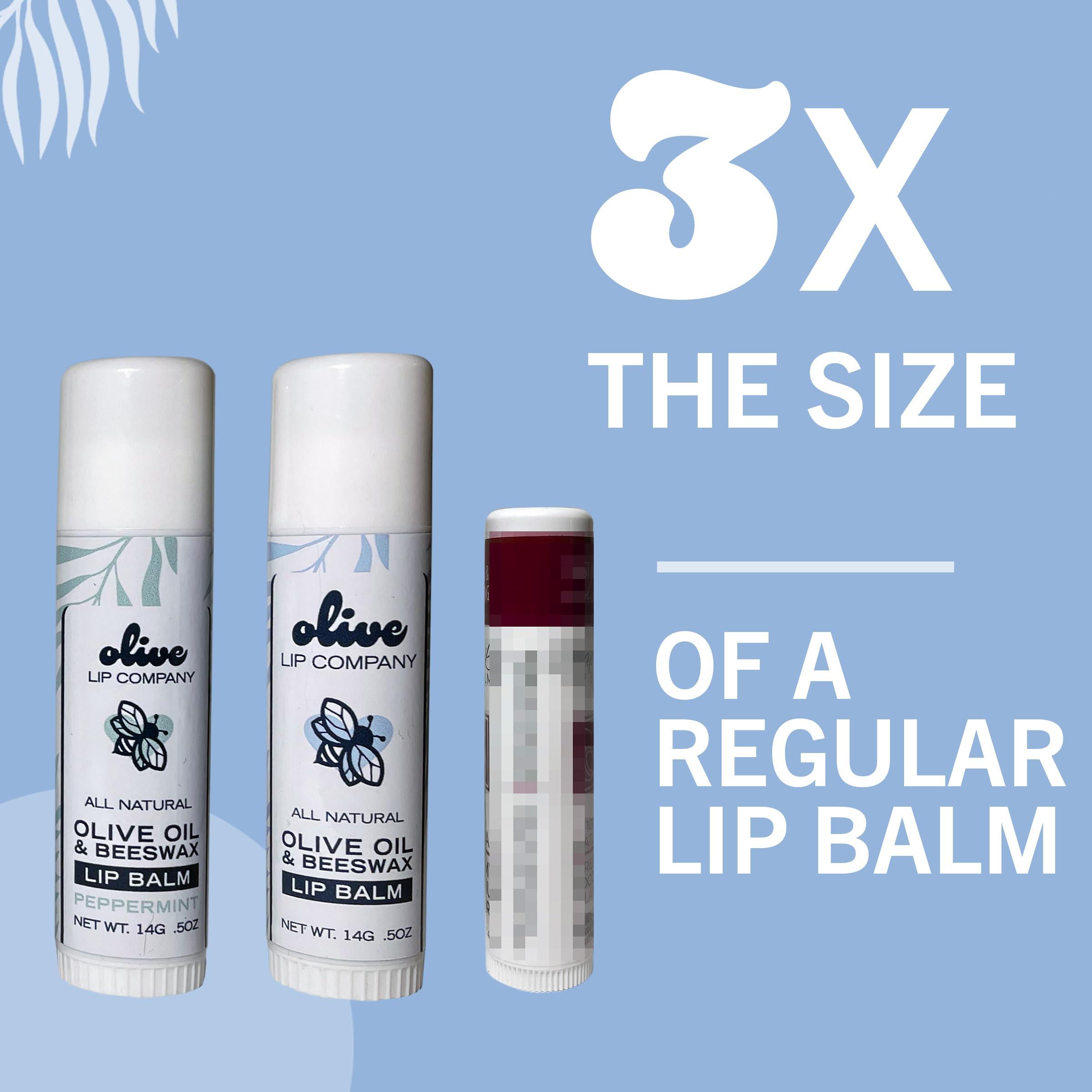 Olive Lip Company Hydrating Olive Oil and Peppermint Lip Balm with Mango Butter and Beeswax, 0.5 oz. Jumbo Tube, Clear Long Lasting Moisturizer for Dry, Cracked, Chapped Lips