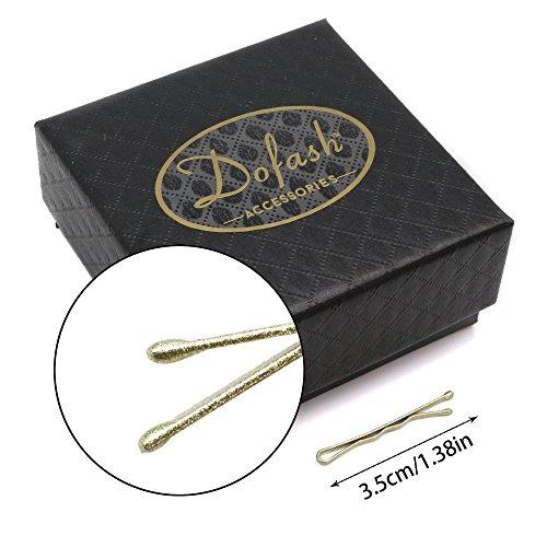 KWONG Dofash 100Pcs 3.5CM/1.38IN Mini Bobby Pins Blonde Hair Pins Long Bobby Pins Tiny Hair Pins with Gift Box for Women Girls Fine Hair (Bright Gold)