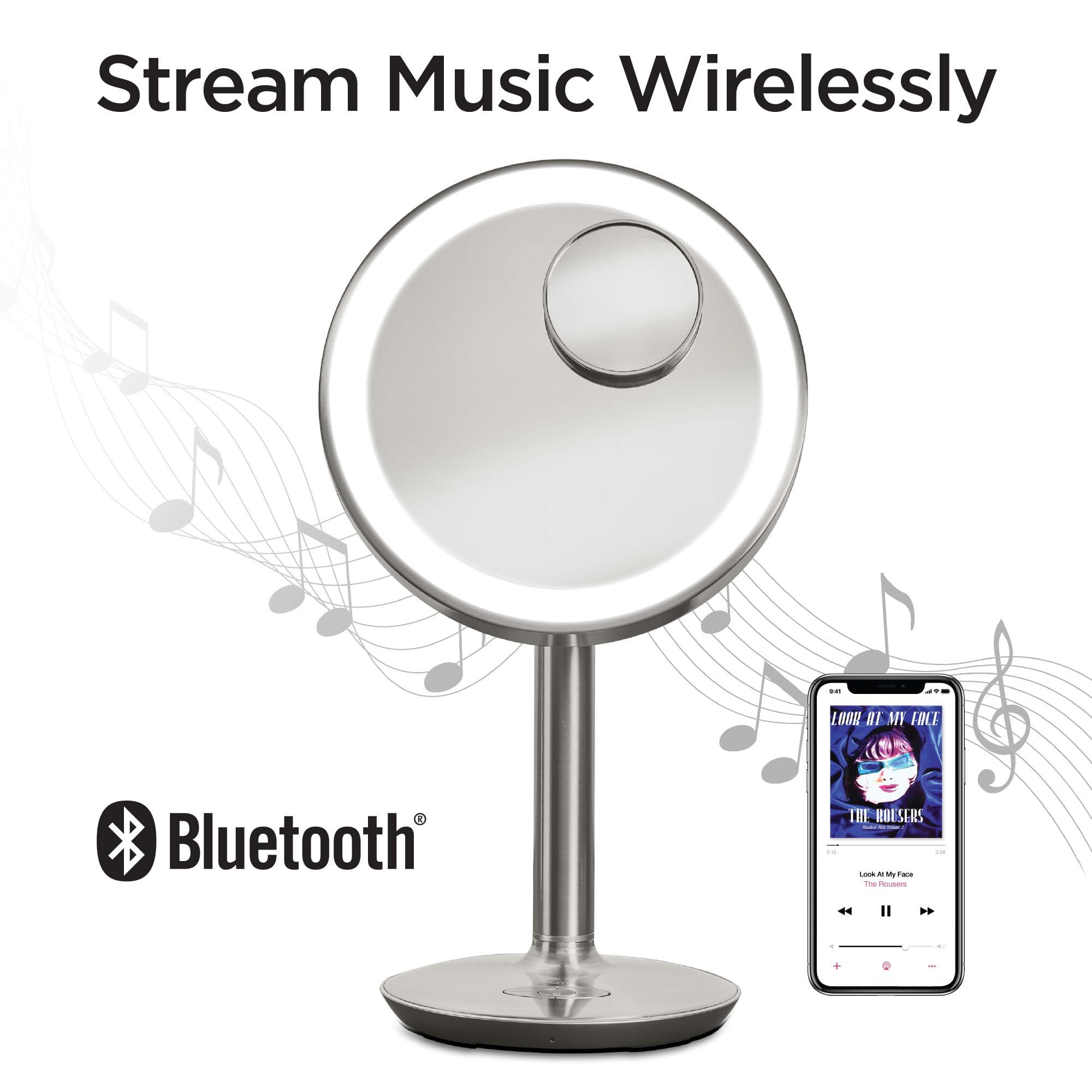 iHome iHome Vanity Mirror with Lights, Makeup Mirror with Bluetooth Speaker, USB Charging, and Removable Magnifying Mirror (iCVBT82SN)