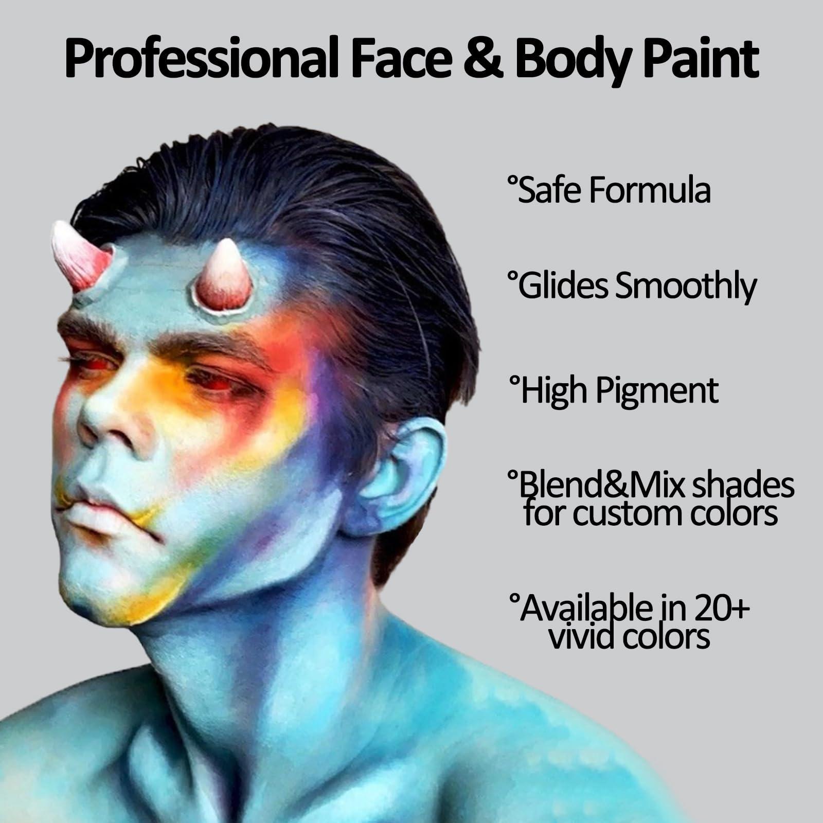 Mysense Mysense Red White and Blue Face Paint,Water Based Washable Clown Makeup Kit,Non-toxic Cream Body Paint for Adults and Children USA Face Paint and Halloween SFX Cosplay Makeup,0.6oz/pc
