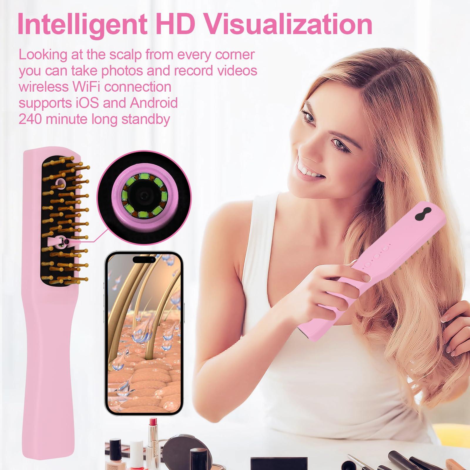 Omenglxy Intelligent Visual Scalp Comb - Hair Comb with Camera, Ultrasonic Electric Hair Brush, Promote Hair Growth, HD Scalp Monitoring, Hair Oil Applicator, Water Mist Hydration Maintenance