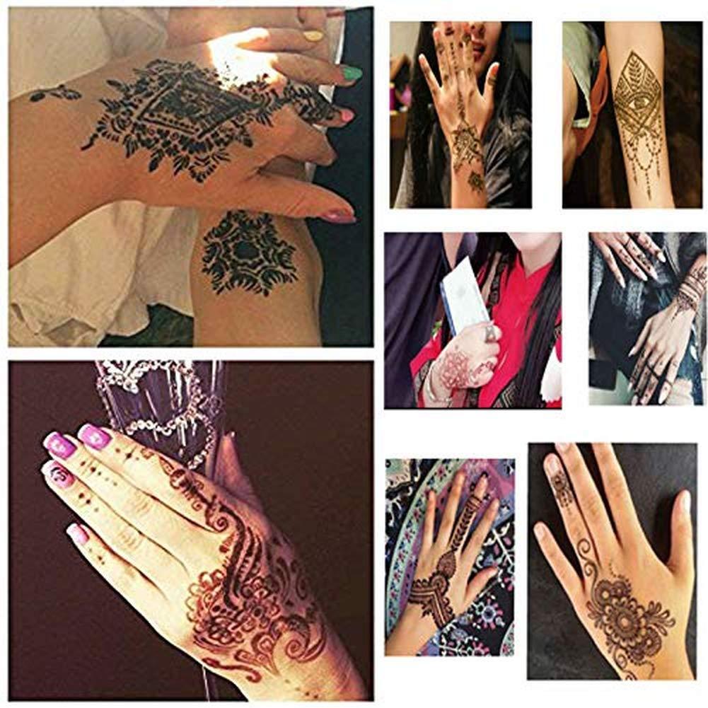 XMASIR XMASIR Temporary Tattoo Kit, 16 Sheets Henna Tattoo Stencil Indian Arabian Tattoo Templates for Girls and Women Body Art Paint