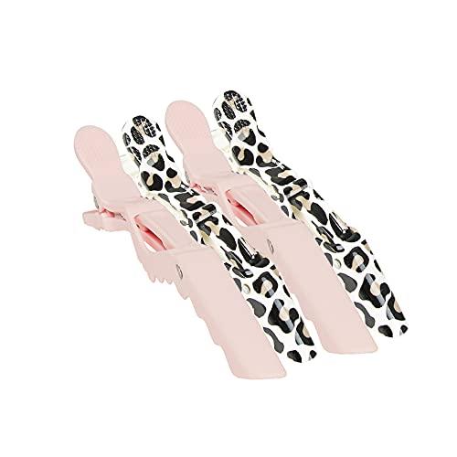 The Vintage Cosmetic Company The Vintage Cosmetic Company Sectioning Clips for Styling Comfortable Hold All Hair Types Leopard Print and Pink Design 4 Piece