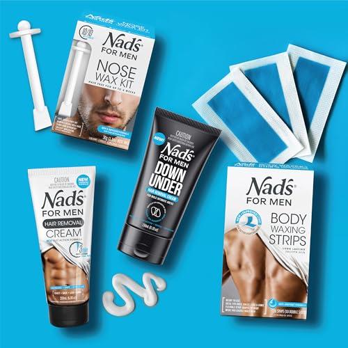 Nad's For Men Nad\'s For Men Nose Waxing Kit - Hair Removal with Hard Wax, Moustache Protectors, Applicators, Spatulas, and Post-Wax Wipes