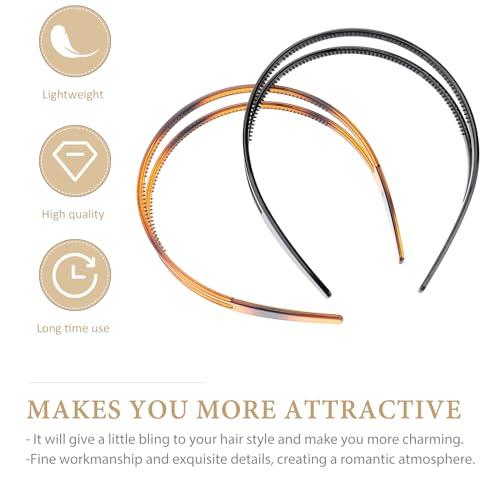 minkissy minkissy 2pcs Toothed Headbands Plastic Hair Band Anti-slip Hair Hoop Daily Headpiece for Women Girls