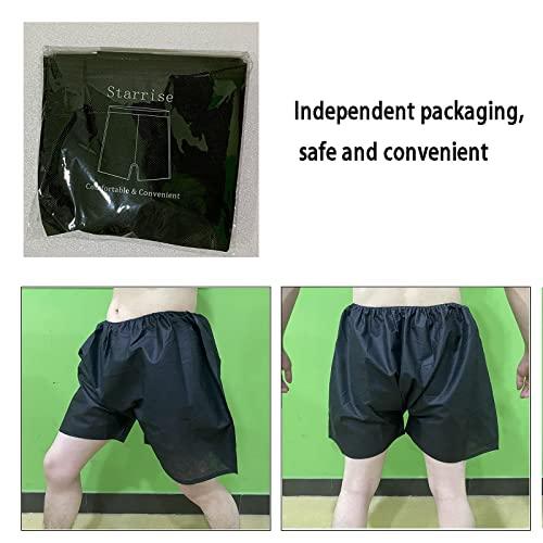 Starrise 50 Pcs Disposable Paper Shorts Medical Salon unisex Black Boxer Shorts Nonwoven Exam Massage Spa Underwear (50pcs)
