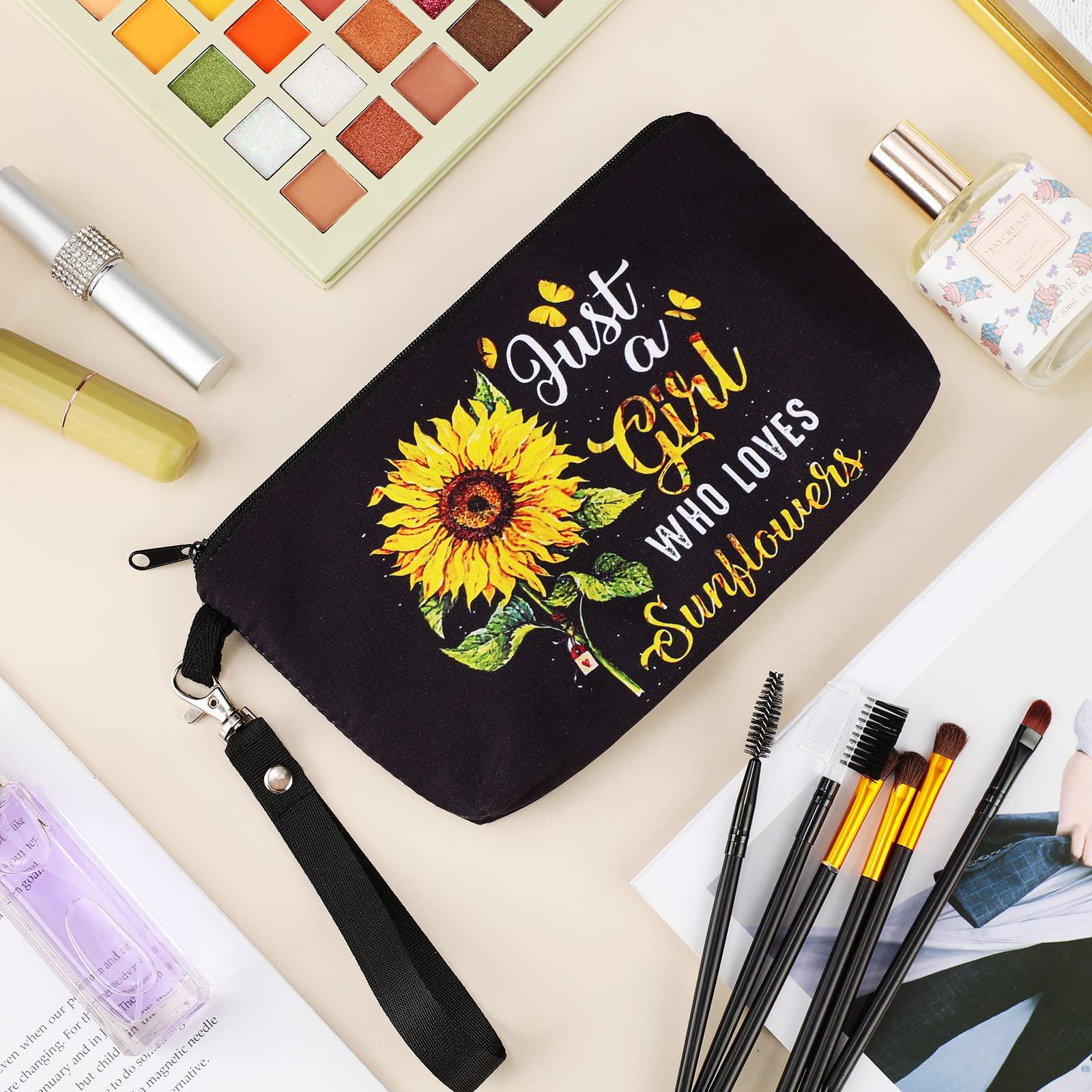 Saintrygo Saintrygo Sunflower Gifts Bag for Women Just a Lady Who Loves Sunflowers Cosmetic Bag Makeup Pouch Purse with Zipper Pencil Travel Supplies
