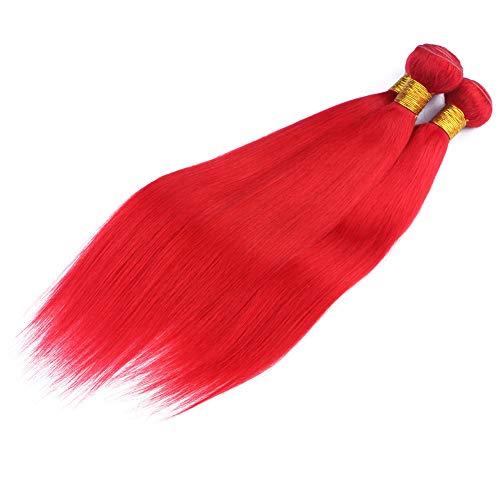Generic Pure Red Peruvian Human Hair Silky Straight Bundles Deals 3Pcs Lot Bright Red Straight Virgin Human Hair Weave Wefts 10-30" Tangle Free (16 18 18)