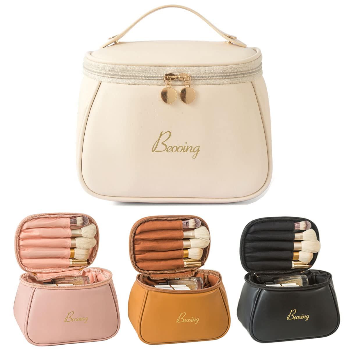 cirea cirea Cube Style PU Modern Simple and Large Capacity Cosmetic Bag for Easy Carrying of Travel Ladies' Makeup Bag (Pink)