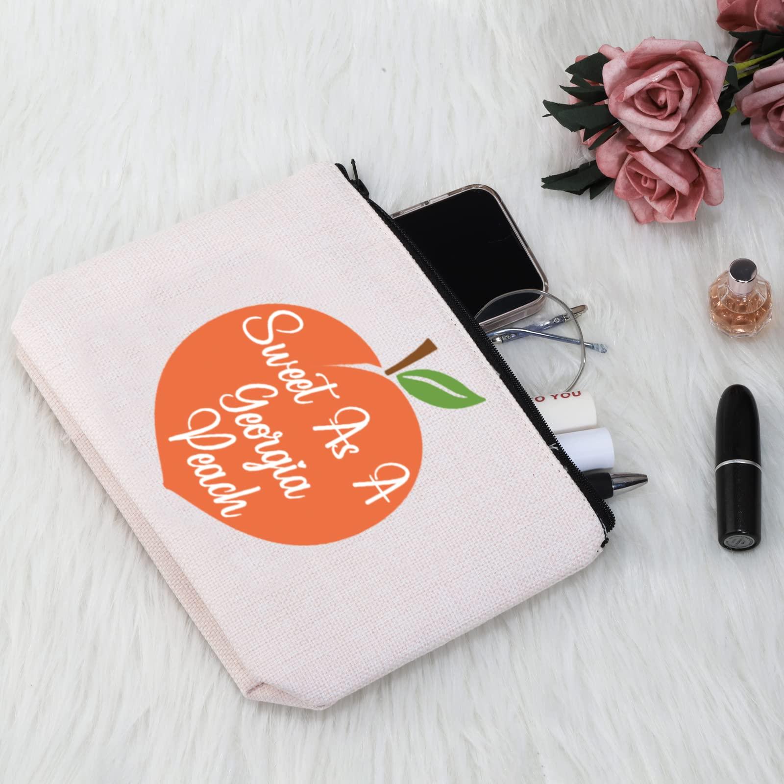 G2TUP G2TUP Georgian Gift Sweet As A G Peach Makeup Bag Georgia State Pride Cosmetic Bag Peach Lover Gift Georgia Lover Zipper Travel Bag