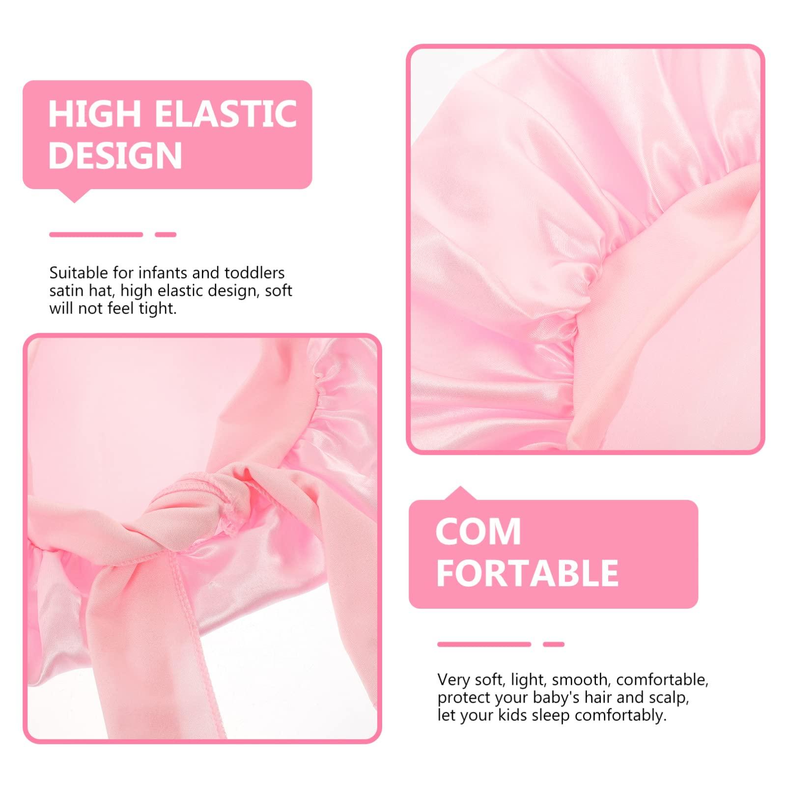 FOMIYES FOMIYES 3pcs Children\'s Shower Cap Baby Shower Hat Kids Sleep Cap Sleeping Hat Baby Hair Wrap Skull Cap Kids Bath Hats Satin Hair Bonnet Girl Bows Bowknot Bath Cap Elastic Fabric