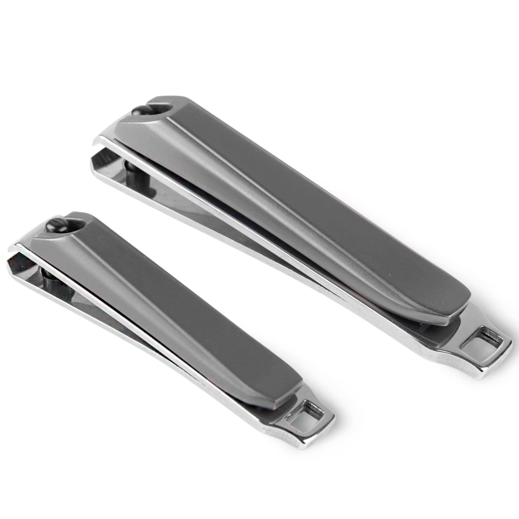 H&S H&S Stainless Steel Nail Cutter Set for Men & Women - Set of 2 - Premium Nail Clippers with Built-in Filer and Catcher - Toe nail Clipper with Curved Shaped and A Carry Sack