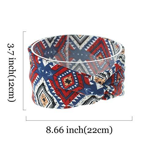 Bohend Bohend Boho Headband Wide Elastic Boho Bandeau Criss Cross Hair Band Sports Yoga Daily Use Hair Accessories for Women and Girls (D)