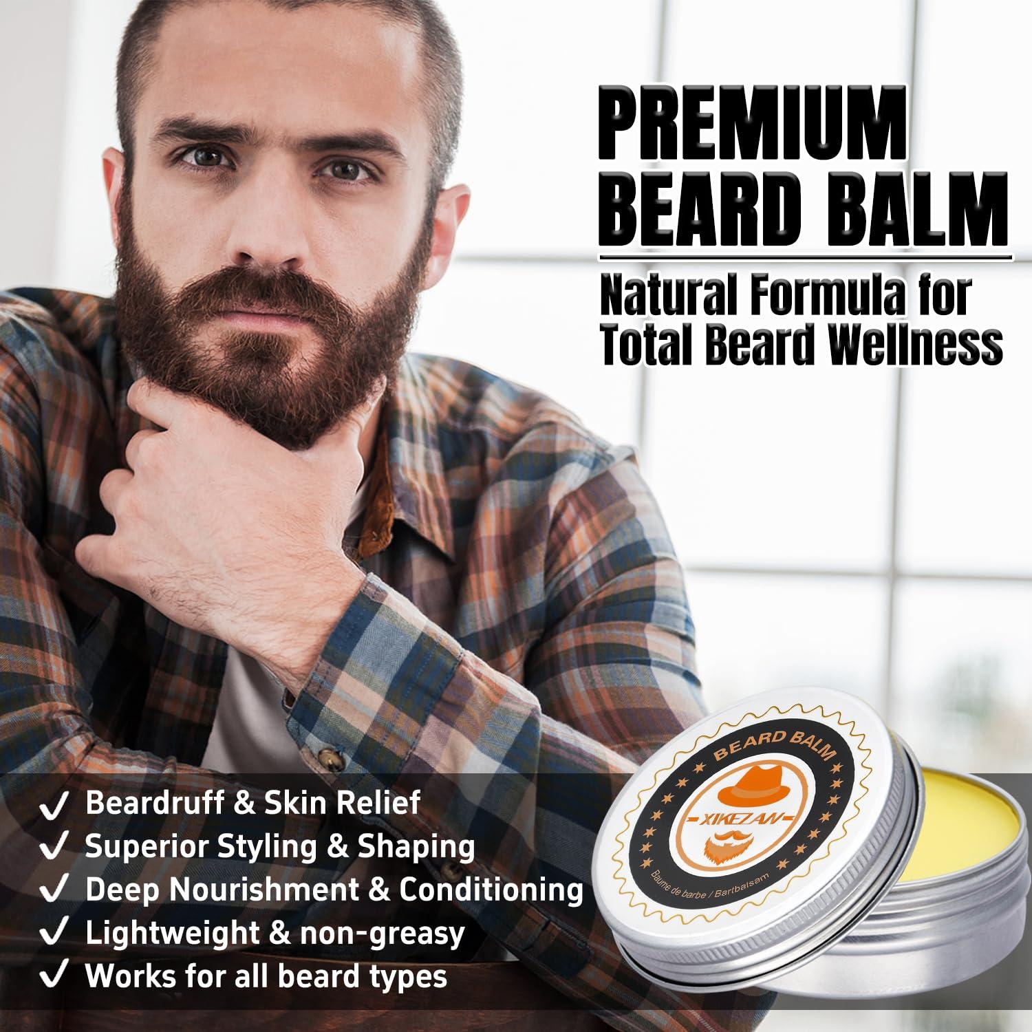 XIKEZAN XIKEZAN Beard Grooming Kit w/Beard Conditioner,Beard Oil,Beard Balm,Beard Brush,Beard Wash,Beard Comb,Beard Scissor,Bag,E-Book,Birthday Gifts Valentines Gifts for Men Him Dad Husband Boyfriend