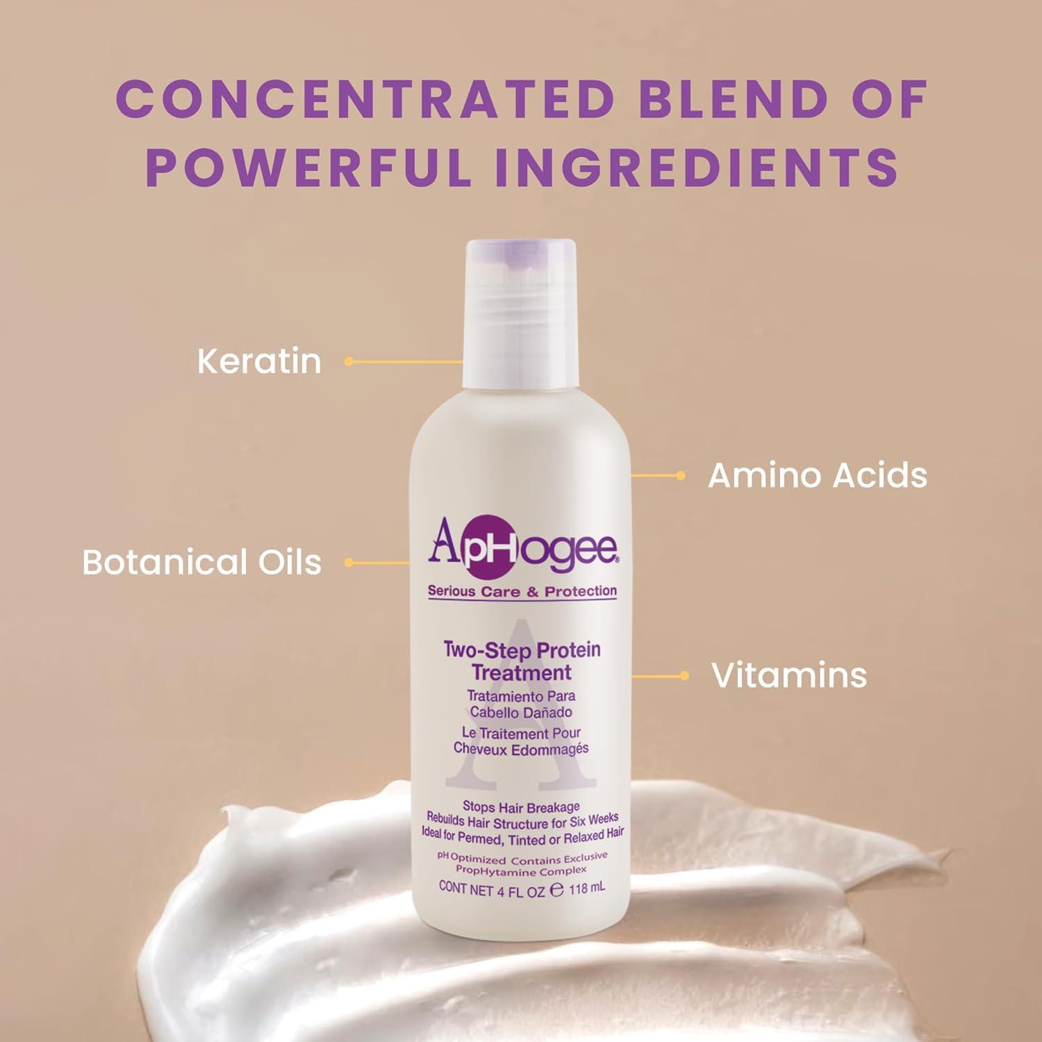 Aphogee Aphogee Serious Hair Care Double Bundle (Twostep Protein Treatment 4 Fl Oz and Balancing Moisturizer 8 Fl Oz)