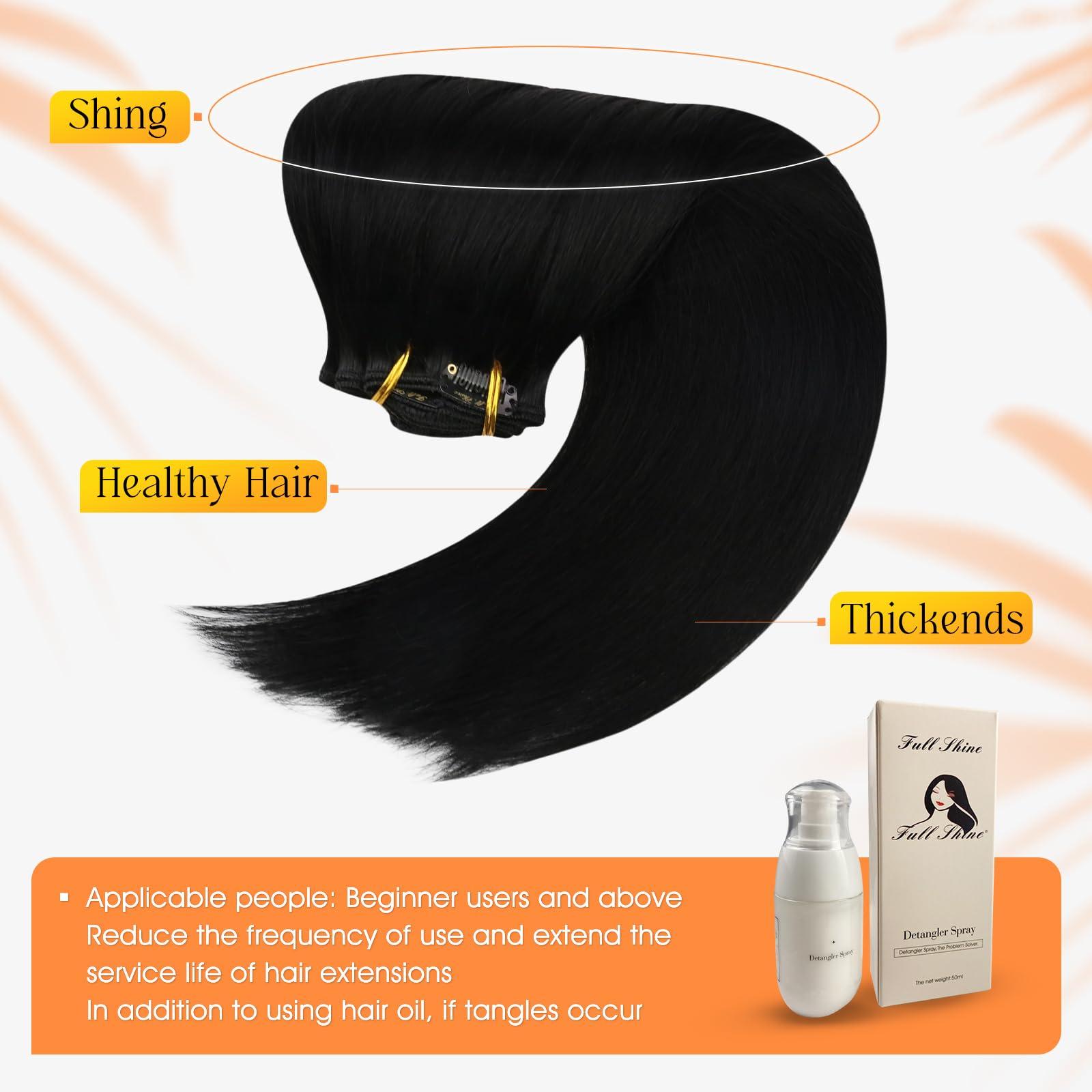 Full Shine Full Shine 28 Inch Hair Extensions Real Human Hair 200 Grams Jet Black Straight Hair Extensions Clip ins And Tape ins Jet Black Invisible Hair