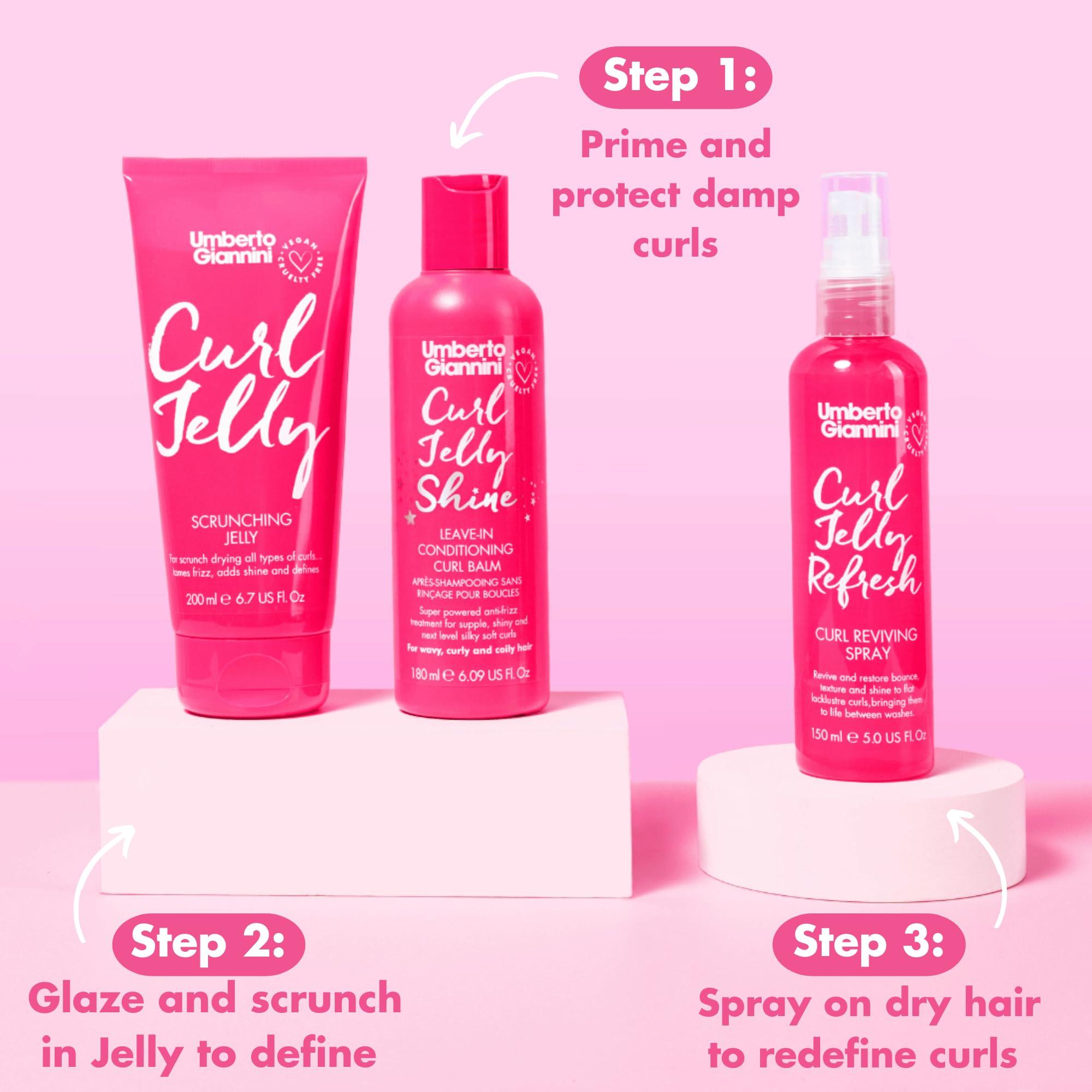 Umberto Giannini Umberto Giannini Curl Jelly Scrunching Jelly, Vegan & Cruelty Free Frizz Solution Gel for Curly or Wavy Hair, 200 ml (Curl Jelly Trio)