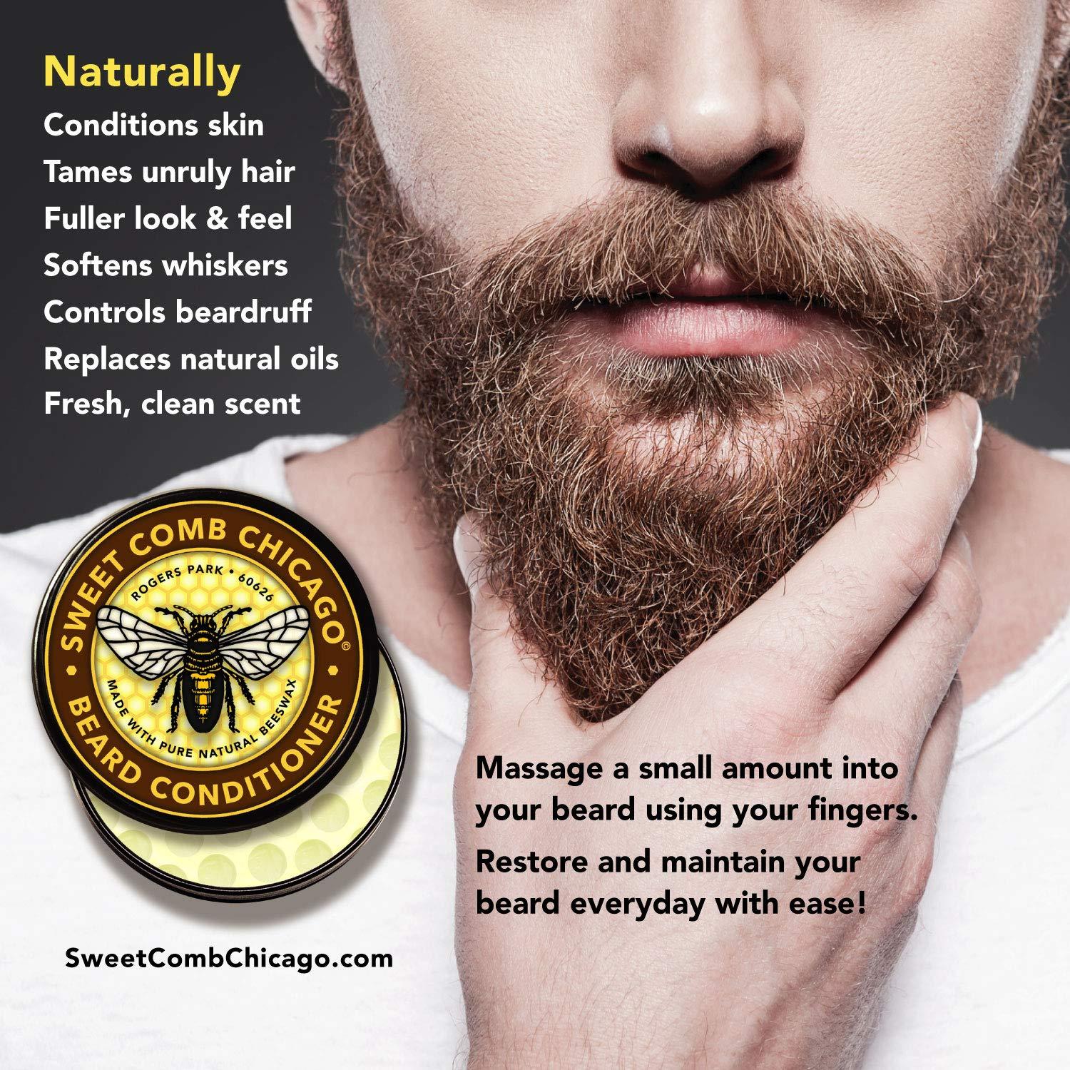Sweet Comb Chicago Sweet Comb Chicago: Beeswax Beard Conditioner, Strong Hold for Your Beard, Strengthens & Softens Beards & Mustaches - Leave in Conditioner Wax for Men