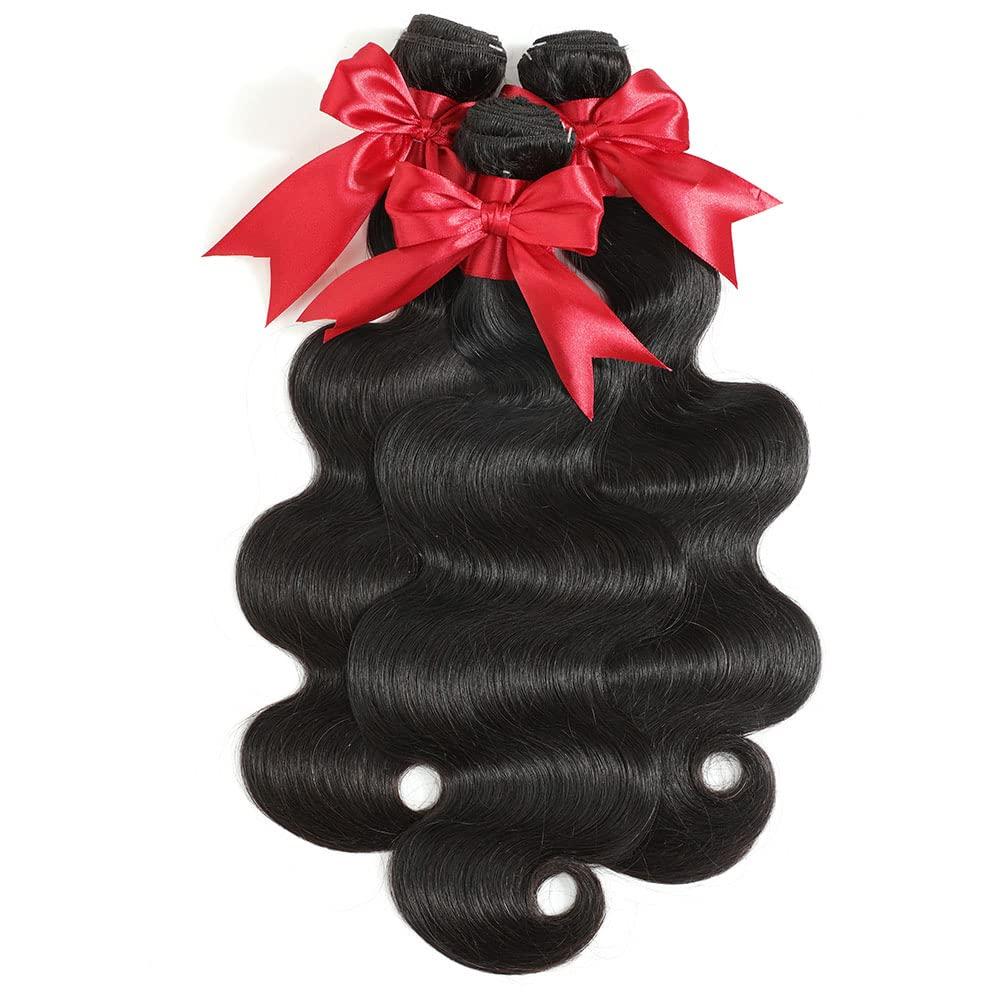 JARAMA 10A Brazilian Body Wave Bundles 18 20 22 Inch Human Hair Bundles 100% Unprocessed Virgin Hair Body Wave 3 Bundles Human Hair Weave Bundles Deals 1B Natural Black