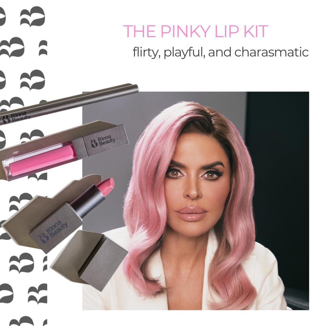 RB RINNA BEAUTY Rinna Beauty Icon Lip Kit - Pinky - All-in-One Lip Kit Includes Lipstick, Lip Gloss, and Lip Liner - Candy Pink look - Vegan, Long-Lasting, Anti-Aging & Moisturizing, Cruelty-Free - 1 each